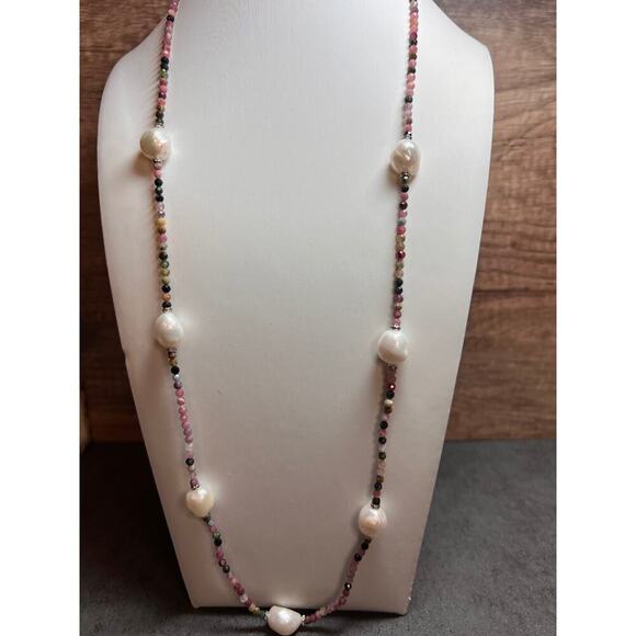 Lucas Lameth multi tourmaline and baroque pearl 32 inch necklace - Picture 10 of 13